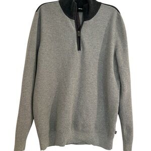 Hugo Boss Boss Mens Ofilato Cotton 1/4-Zip Sweater, Size L, Gray